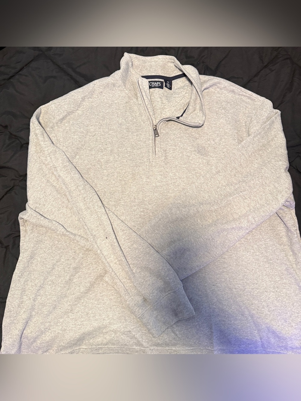 Chaps Light Gray Quarter-Zip Pullover
